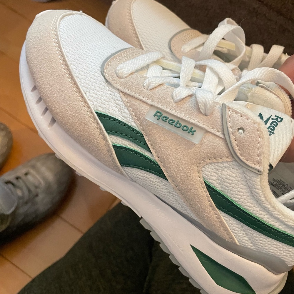 Reebok White and Green Sneakers with Classic Design